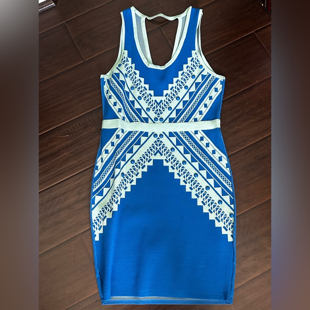 Blue and White Patterned Dress
